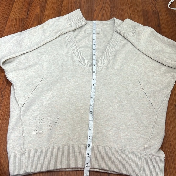 Zadig & Voltaire Sz Small Brumy Knit Cotton V Neck Sweater Oatmeal - Picture 6 of 10